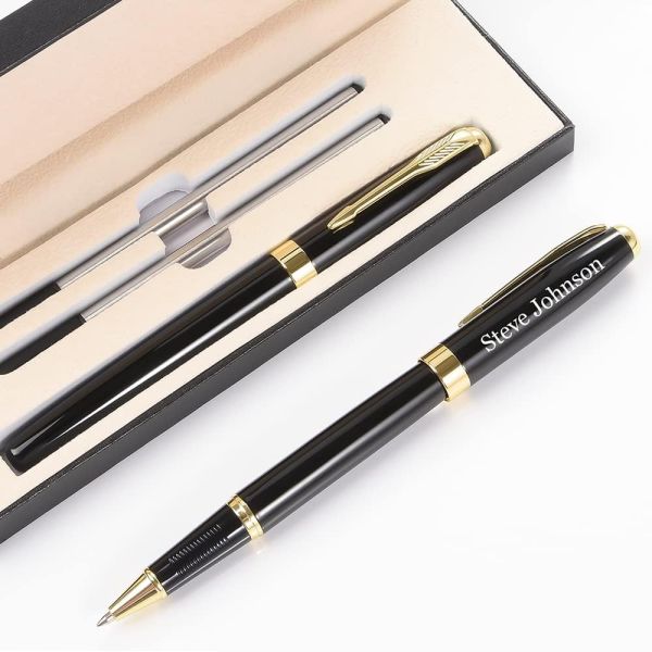 Personalized Gold Ballpoint Pen with Case - Engraved Gift for Men, Women, and Teachers