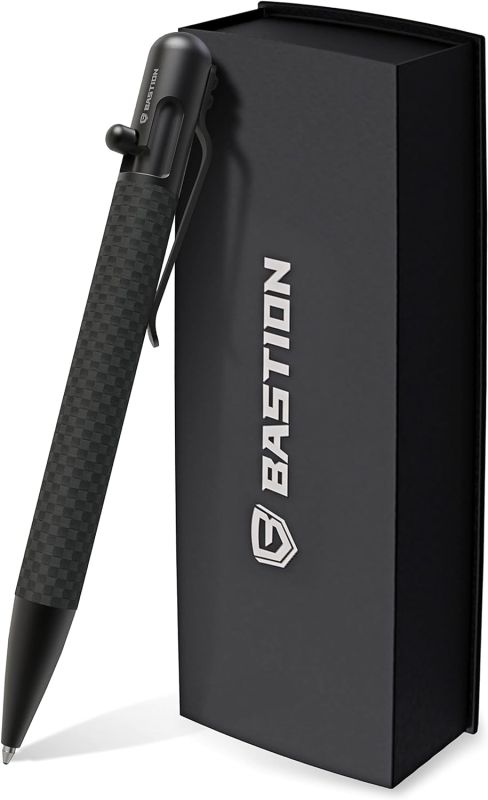 BASTION® Carbon Fiber Bolt Action Pen - Black Stainless Steel