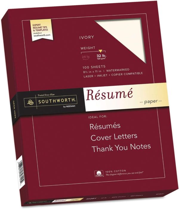 Ivory Cotton Resume Paper - Premium Quality, 32lb, 100 Sheets