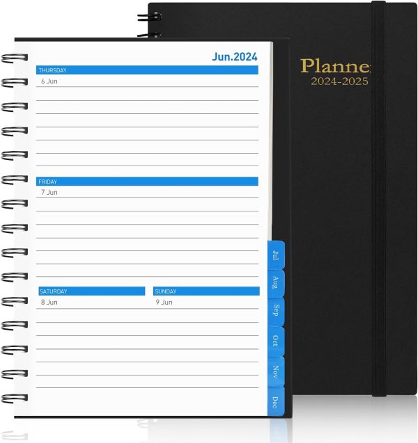 18 Month Daily Planner 2024-2025 | Time Management Manual and Organizer | A5 Size, Black