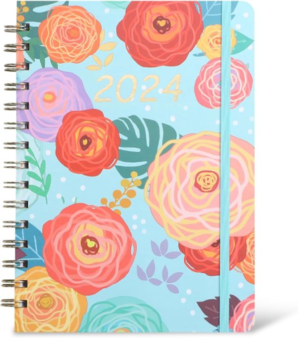 2024 Floral Academic Planner - Colorful Yearly Calendar & Weekly Organizer