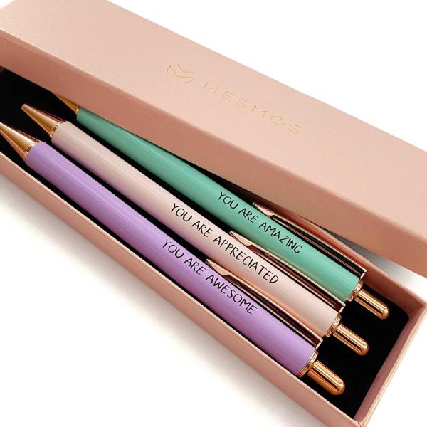 MESMOS 3pc Fancy Pen Set - Inspirational Gifts for Coworkers and Women - Show Your Appreciation