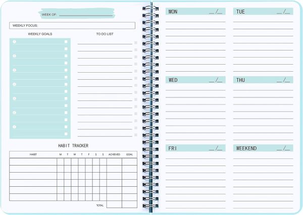 Undated Weekly Goals Notebook