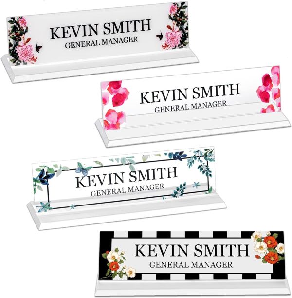 Personalized Acrylic Desk Name Plate - Elegant Desk Decorations