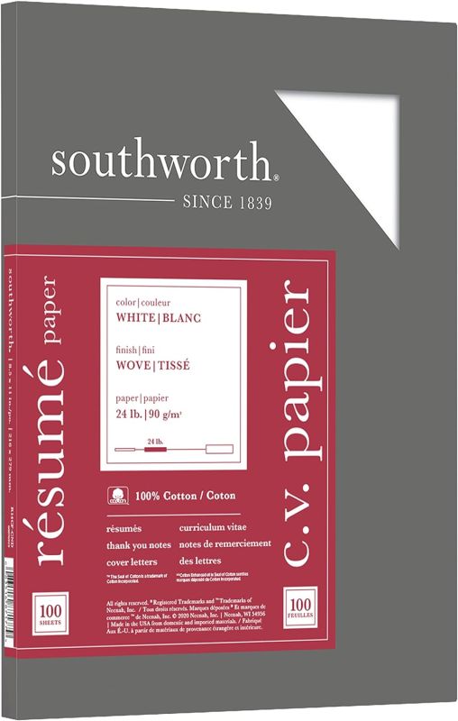 Prestige White Cotton Resume Paper - Southworth R14CF