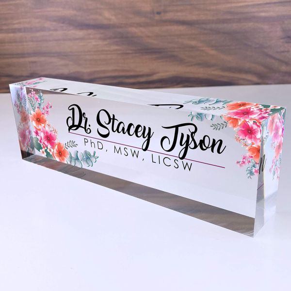 Artblox Personalized Flowers Wild Design Desk Name Plate