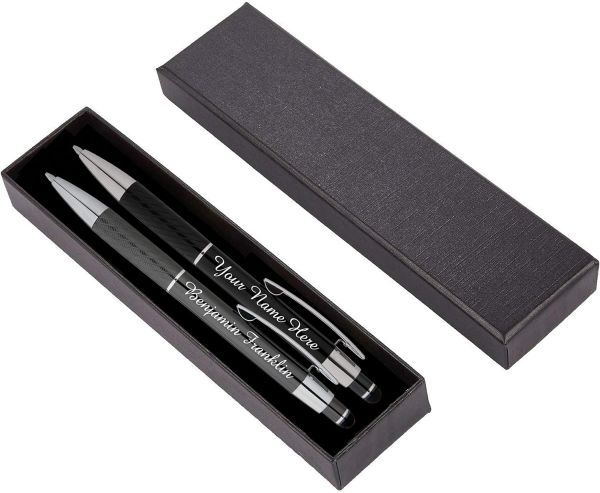 ExpressPen™ - Custom Engraved Metal Pens Gift Set - Luxurious Ballpoint Pen for Executives and Business Professionals (Black-Gray)