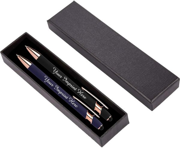 Customized Rose Gold ExpressPen™ - Personalized Luxury Metal Pen Set with Gift Box (Blue - Black)